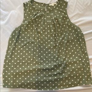Fun 2 Fun Olive Polka Dot Blouse